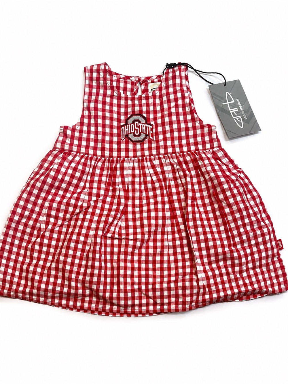 Garb Ohio State Buckeyes Baby Girls Gingham Dress 12M Red White NWT Game Day